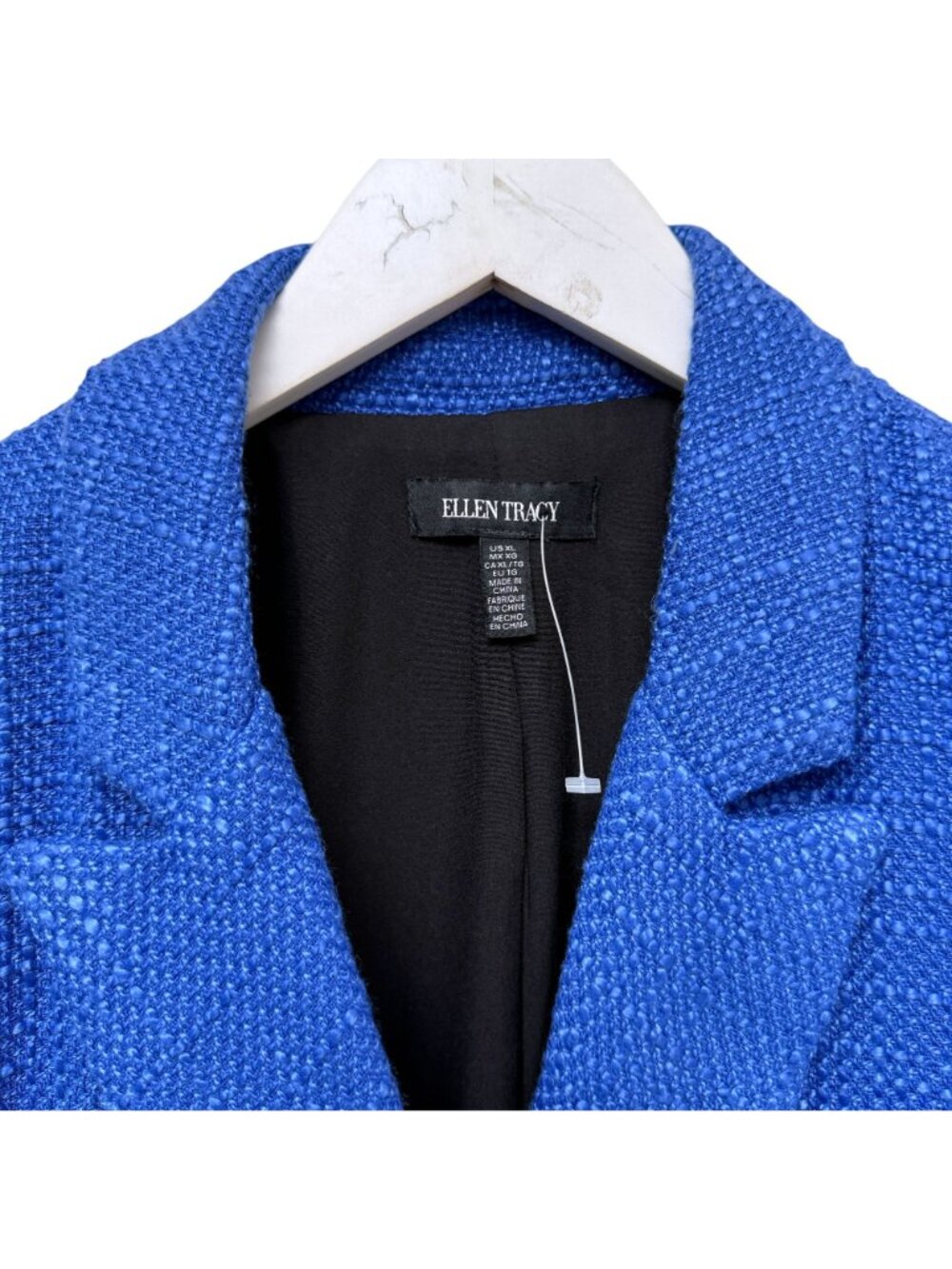 Ellen Tracy Boucle Blazer Size XL Cobalt Blue Double Breasted Womens Jacket NWT - Picture 6 of 14